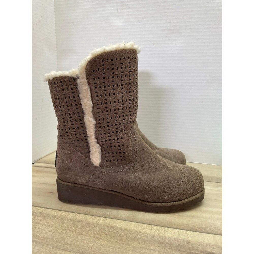 Bearpaw Lillian suede sherpa slip on winter boot 10